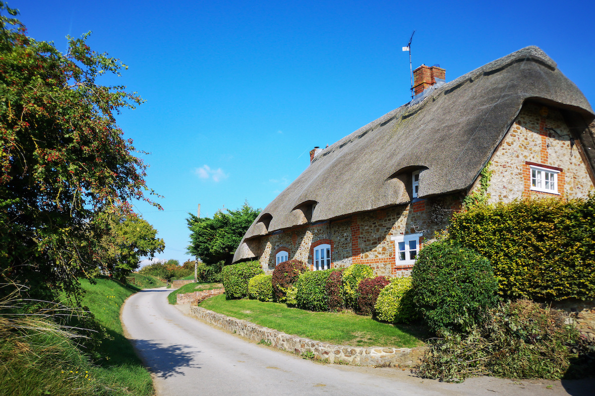 Thatched cottage English village house