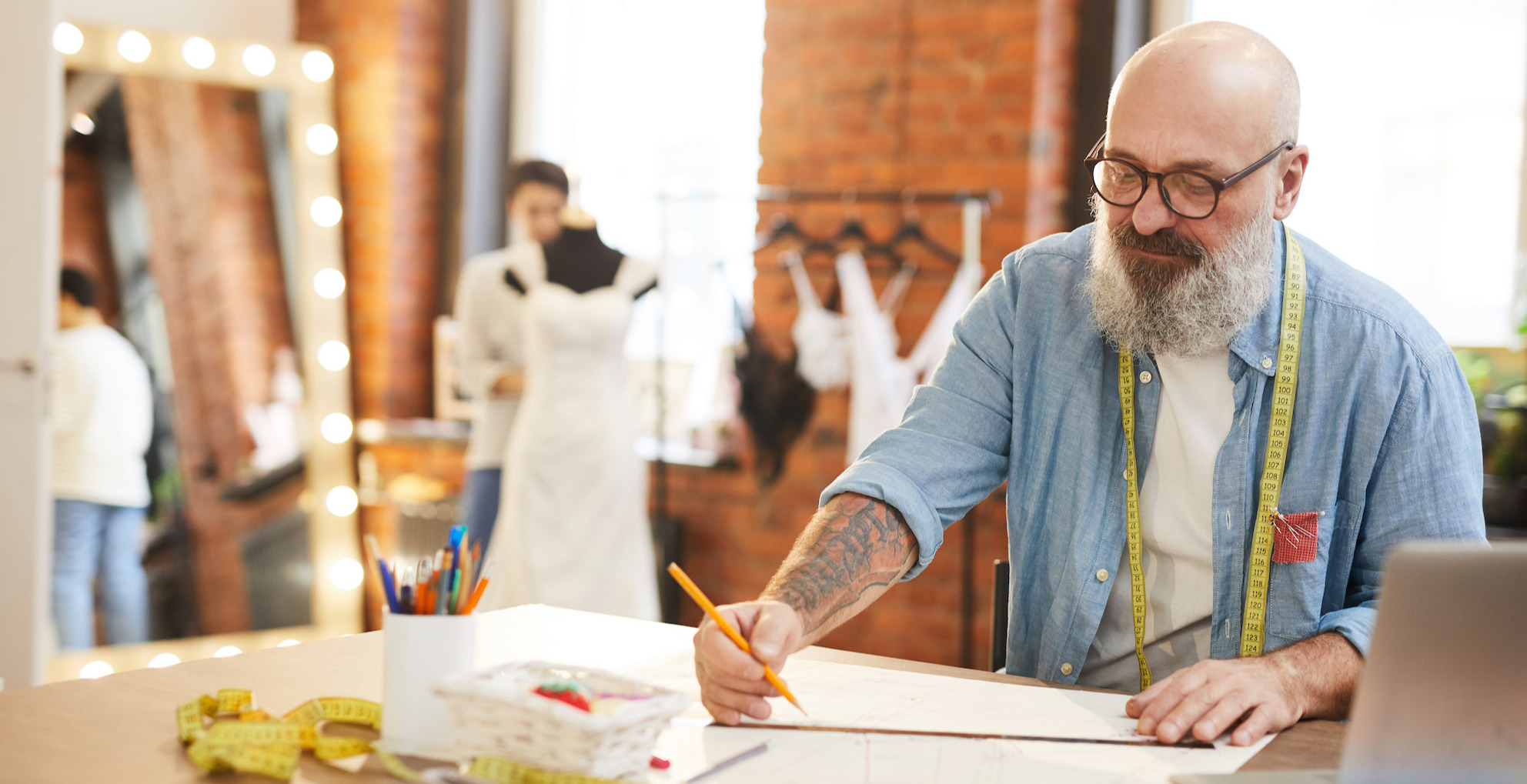 Fashion designer making a sketch