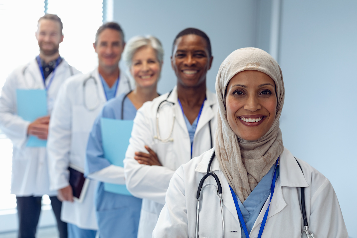 Smiling medical team at a hospital