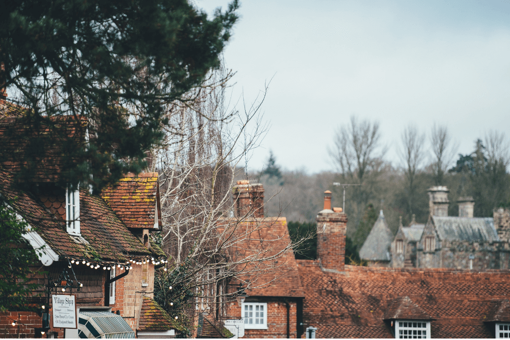A row of house roofs