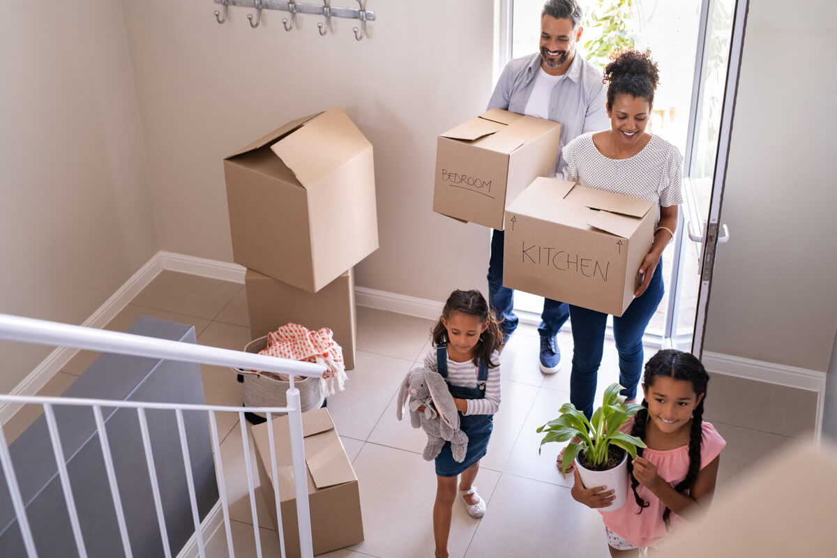 Family moving into a new home