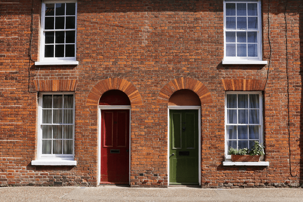 Front doors of two houses