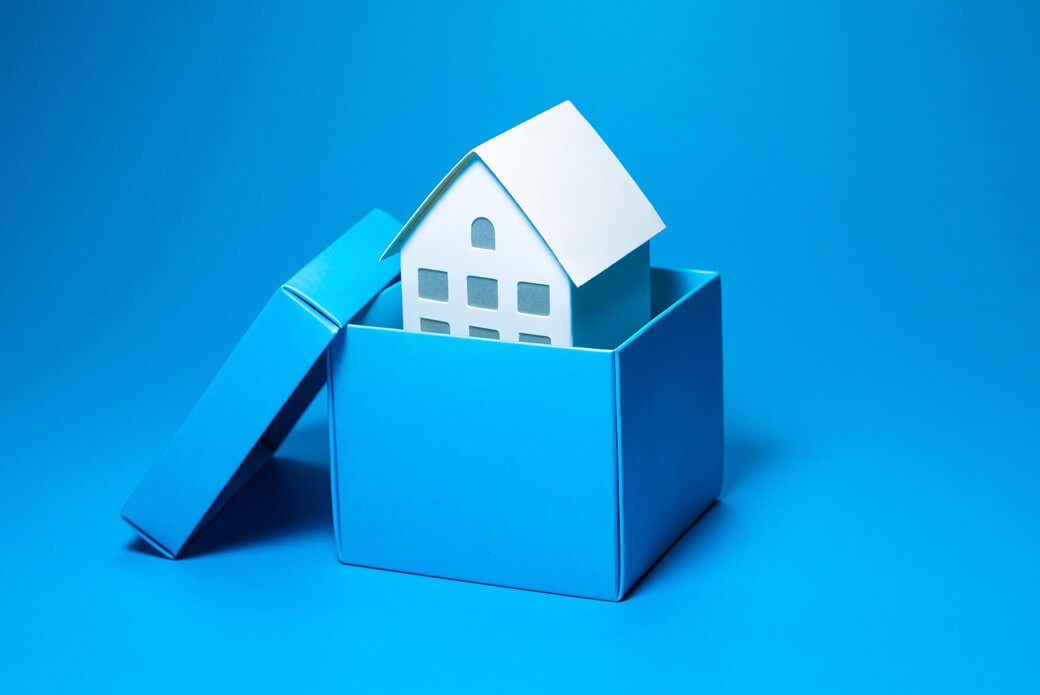 House in blue box