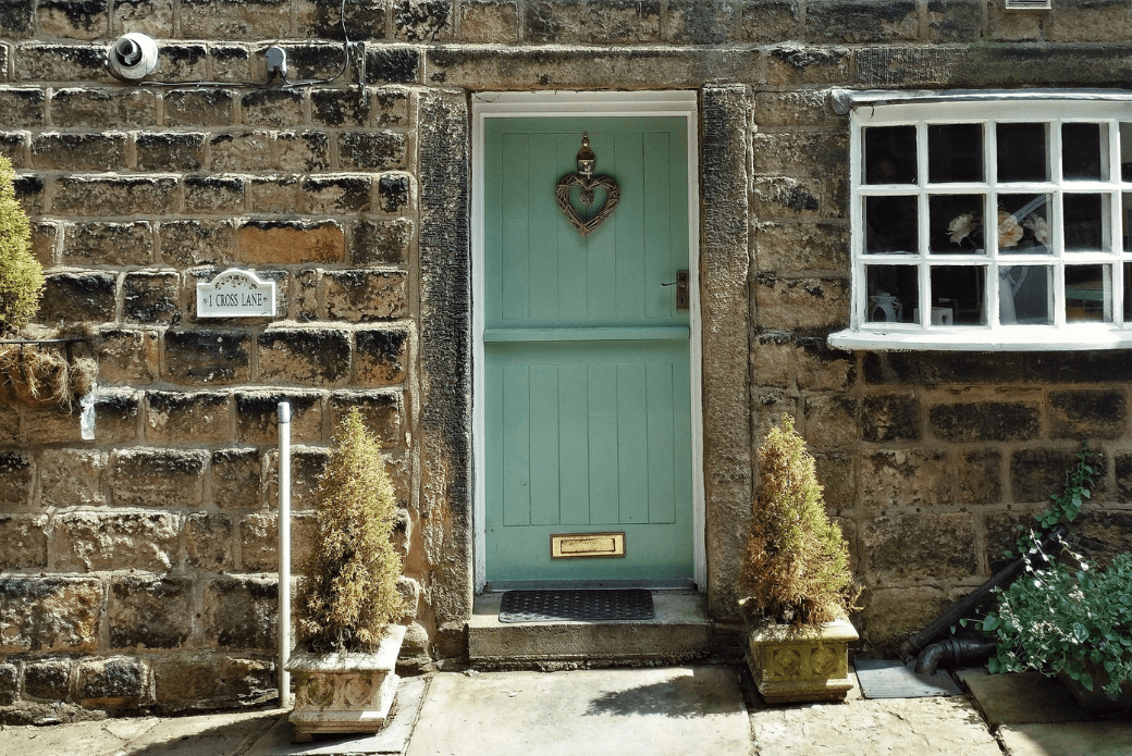 Green wooden door
