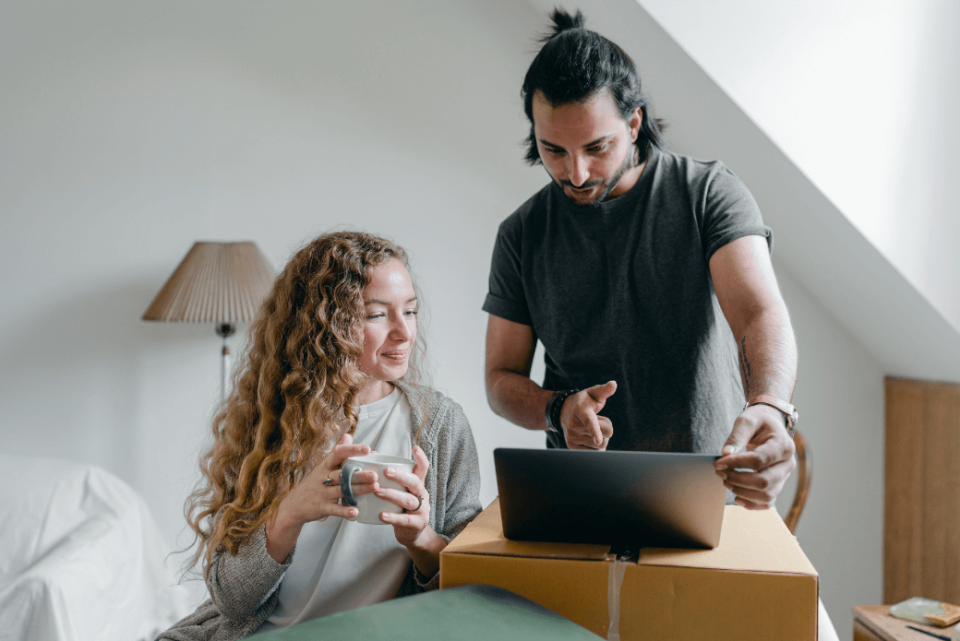 Couple with laptop